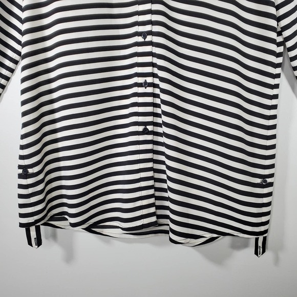 Calvin Klein Roll Tab Striped Long Sleeve Button Down Blouse Size Small - Picture 3 of 9
